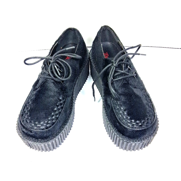 Demonia Women's Size 7 Faux Fur 3" Platform Creeper Punk Goth Shoes CRE 202 B - Picture 5 of 12